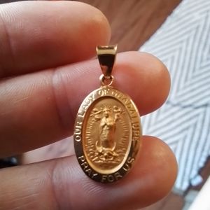 14K Gold Oval Guadalupe pendant